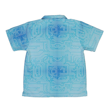 Blue Computer Circuit Board Youth Hawaiian Shirt - YXS - -