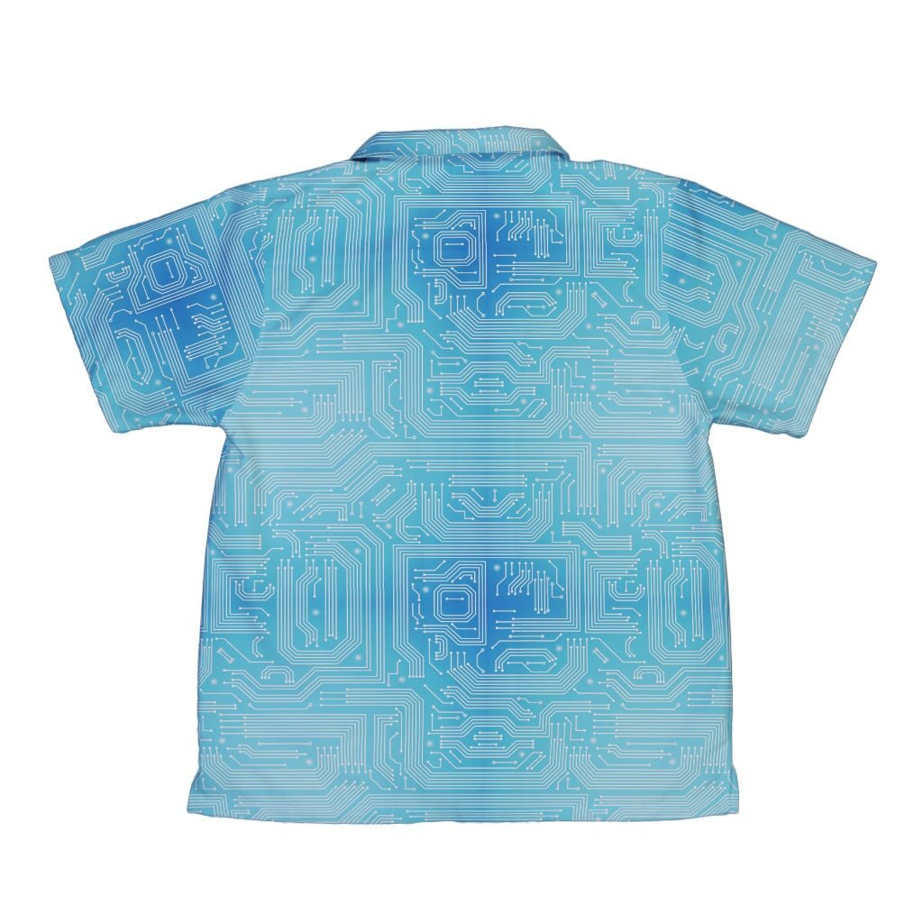 Blue Computer Circuit Board Youth Hawaiian Shirt - YXS - -