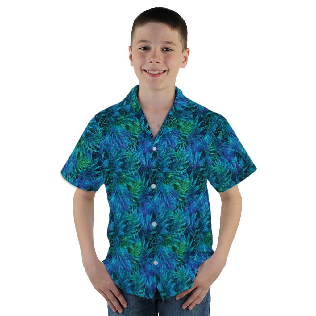 Blue Green Hawaiian Space Youth Hawaiian Shirt - YM - -