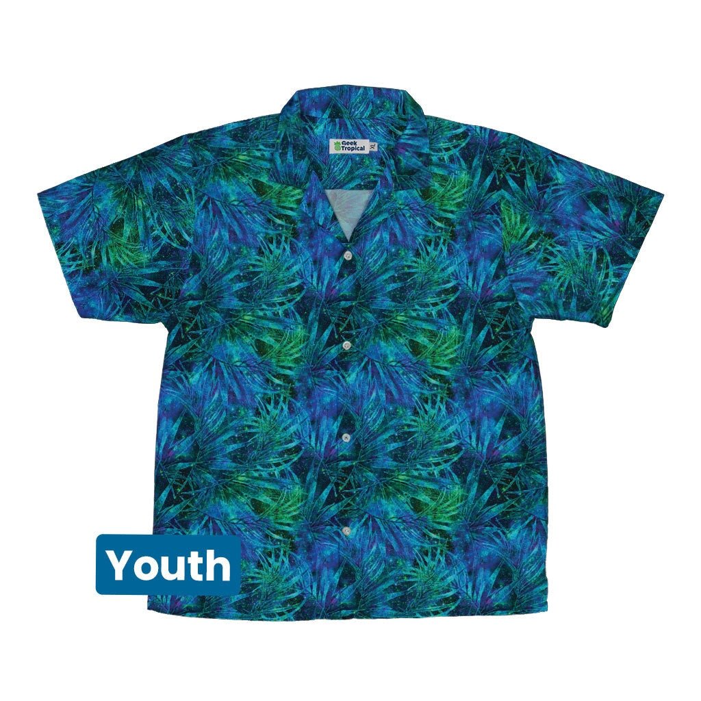 Blue Green Hawaiian Space Youth Hawaiian Shirt - YXS - -