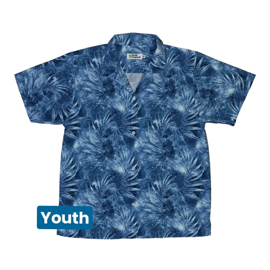 Blue Grey Hawaiian Space Youth Hawaiian Shirt - YXS - -