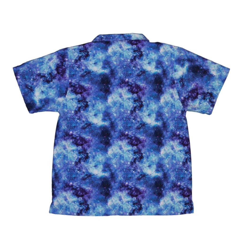 Blue Purple Nebula Space Youth Hawaiian Shirt - YXS - -