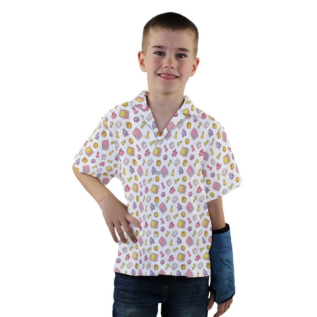 Board Game Objects Meeples White Youth Hawaiian Shirt - YXS - -