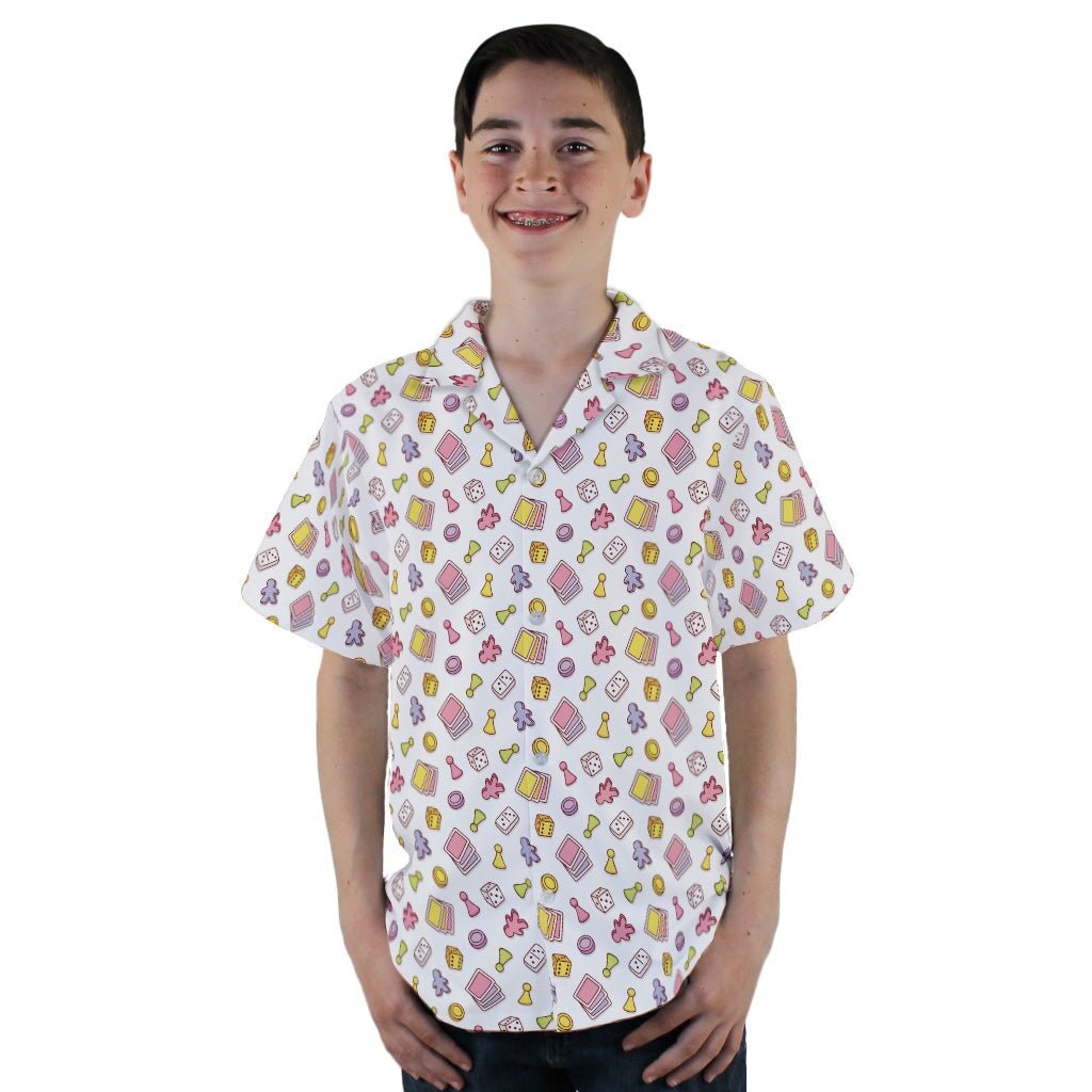 Board Game Objects Meeples White Youth Hawaiian Shirt - YL - -