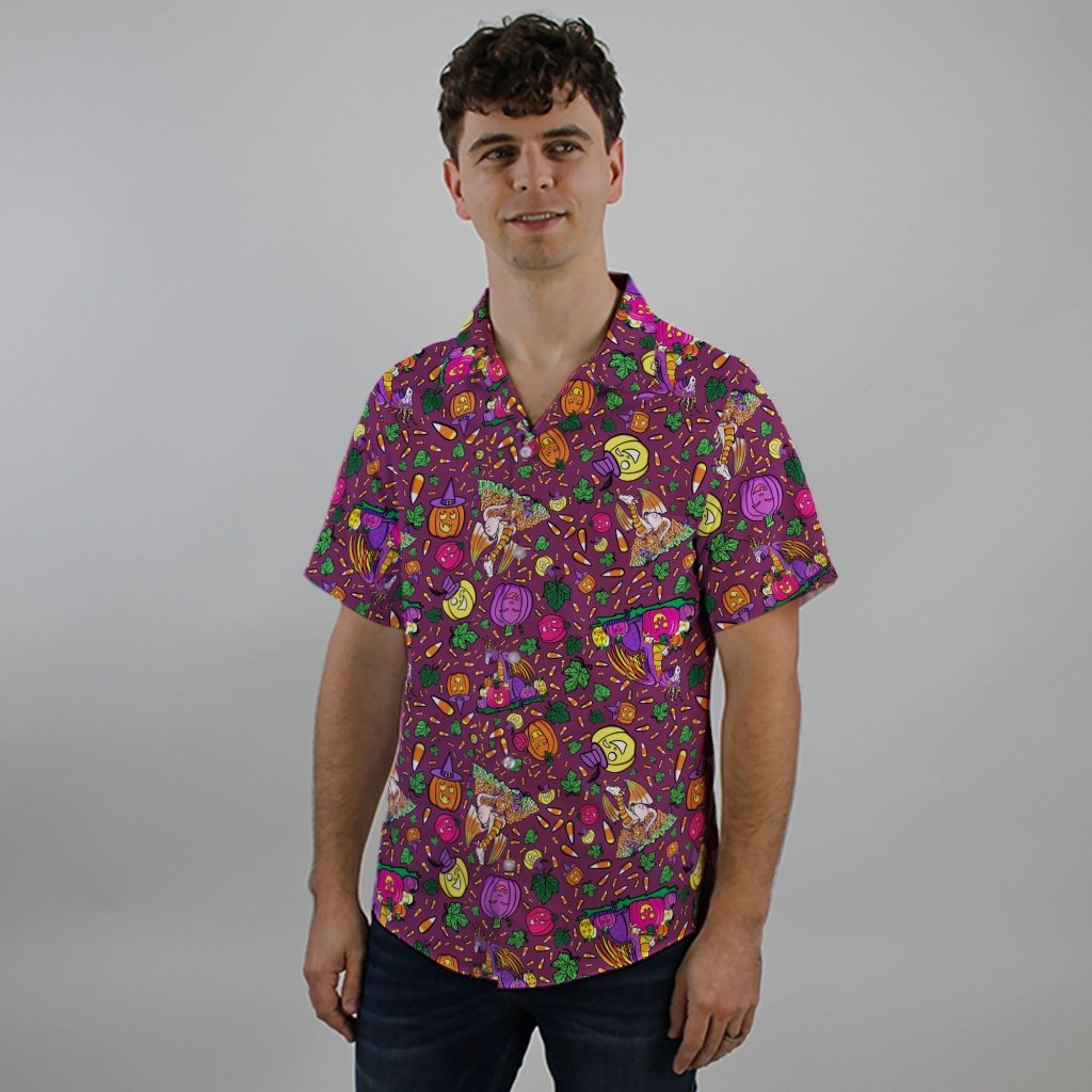 Candy Corn Dragons Button Up Shirt - S - Hawaiian Shirt - No Pocket -
