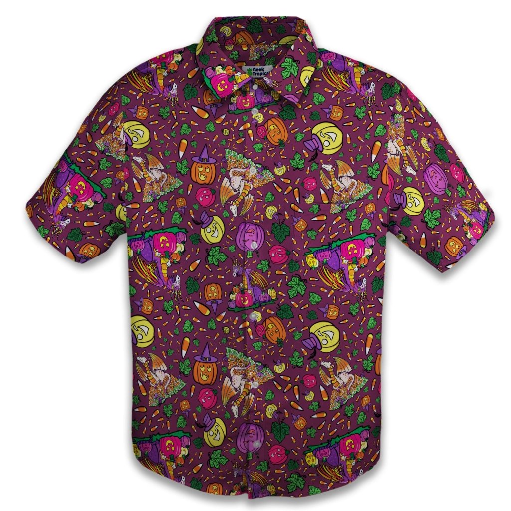 Candy Corn Dragons Button Up Shirt - S - Button Down Shirt - No Pocket -