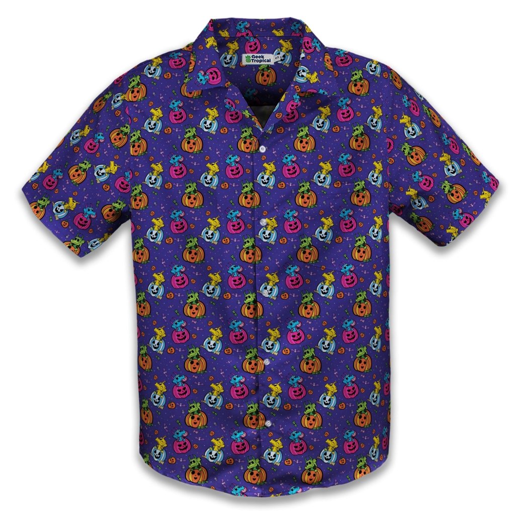 Candy Pumpkin Dragons Button Up Shirt - S - Hawaiian Shirt - No Pocket -
