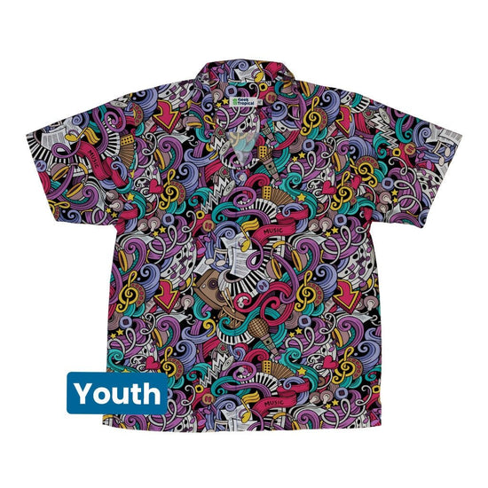 Cartoon Music Doodles Youth Hawaiian Shirt - YXS - -
