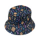 Chess Colorful Pieces Board Blue Bucket Hat - M - Black Stitching - -