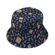 Chess Colorful Pieces Board Blue Bucket Hat - M - Grey Stitching - -