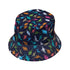 Colorful Dinosaur Silhouettes Navy Bucket Hat - M - Black Stitching - -