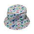 Colorful Dinosaur Silhouettes White Bucket Hat - M - Black Stitching - -