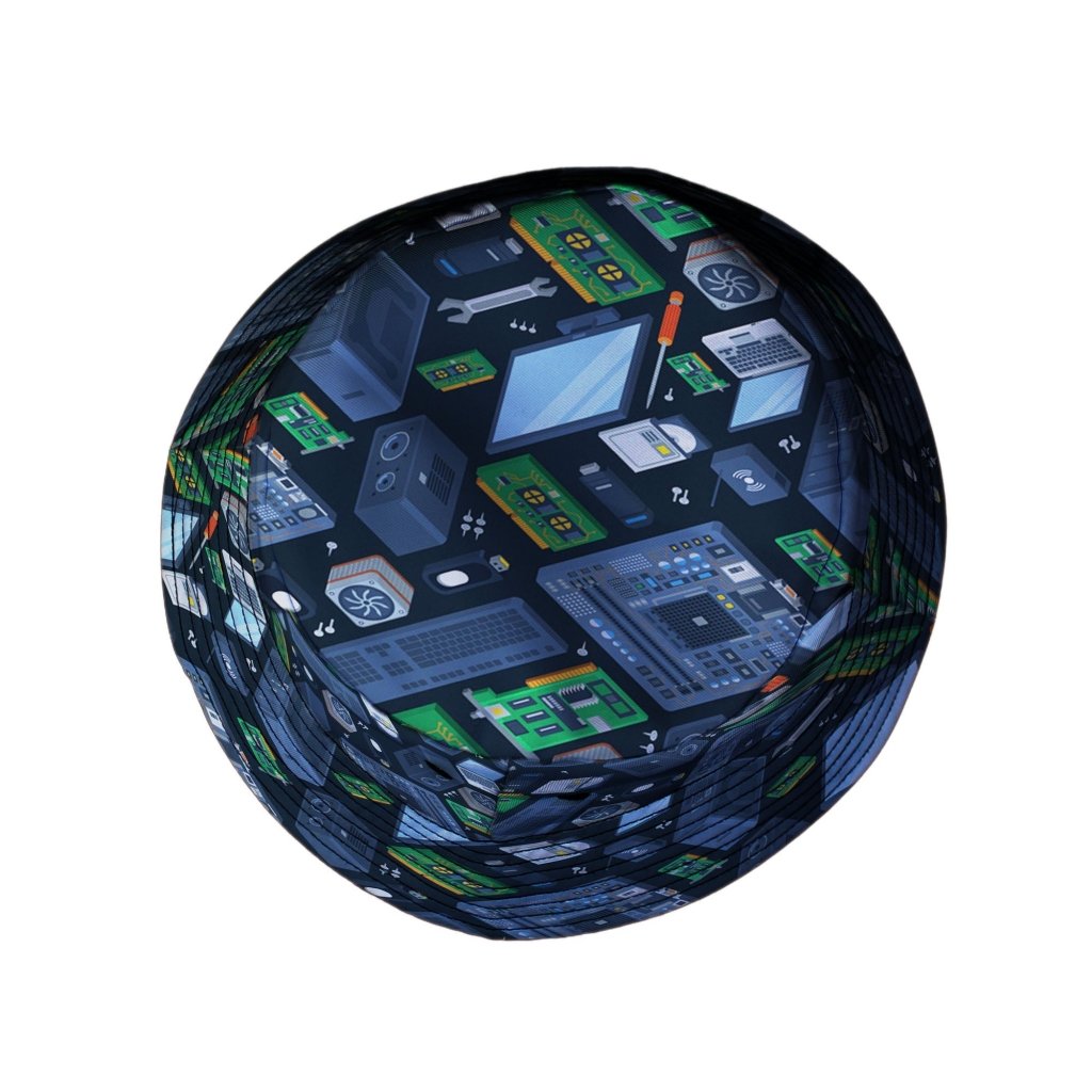 Computer Electronic Parts Dark Navy Bucket Hat | Geek Tropical