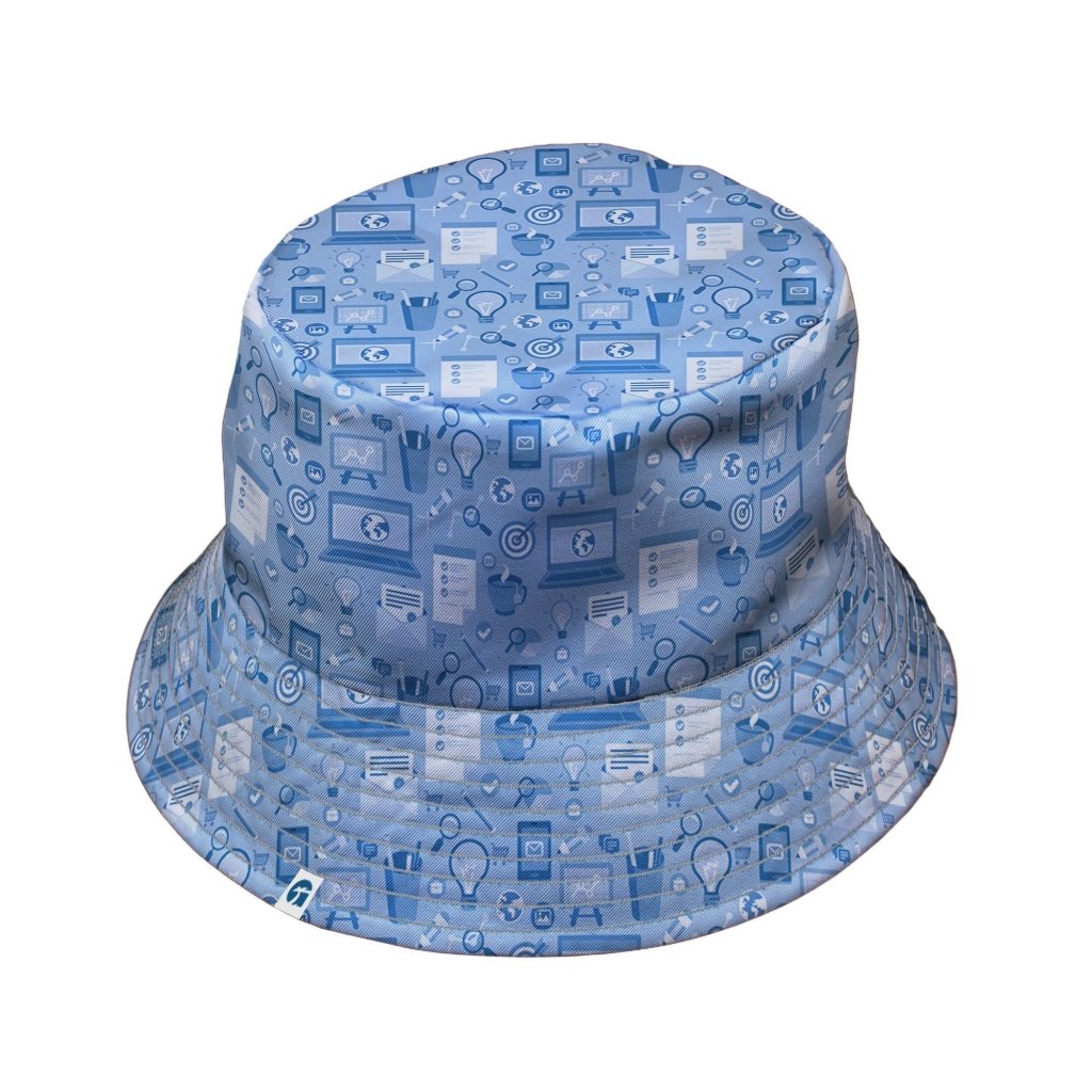 Computer Programmer Life Silver Blue Bucket Hat - M - Black Stitching - -