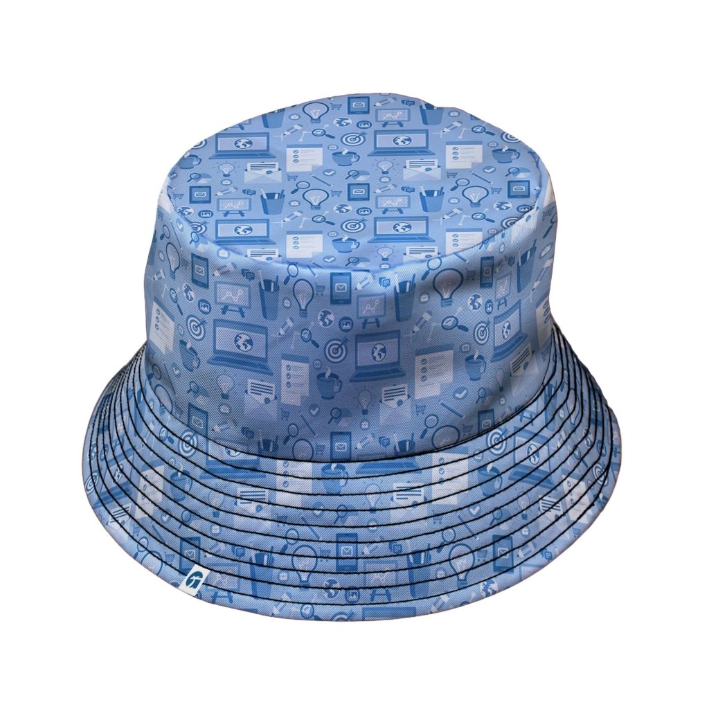 Computer Programmer Life Silver Blue Bucket Hat - M - Grey Stitching - -