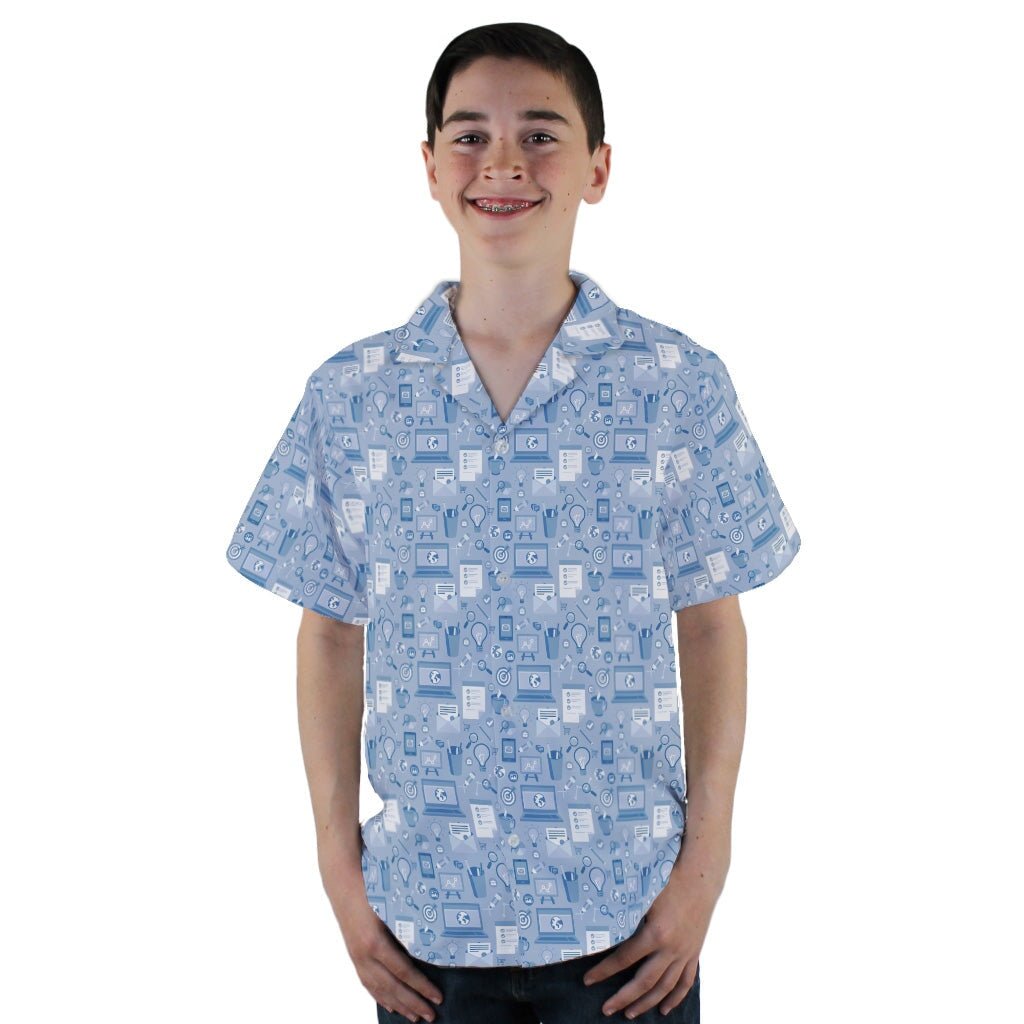 Computer Programmer Life Silver Blue Youth Hawaiian Shirt - YL - -