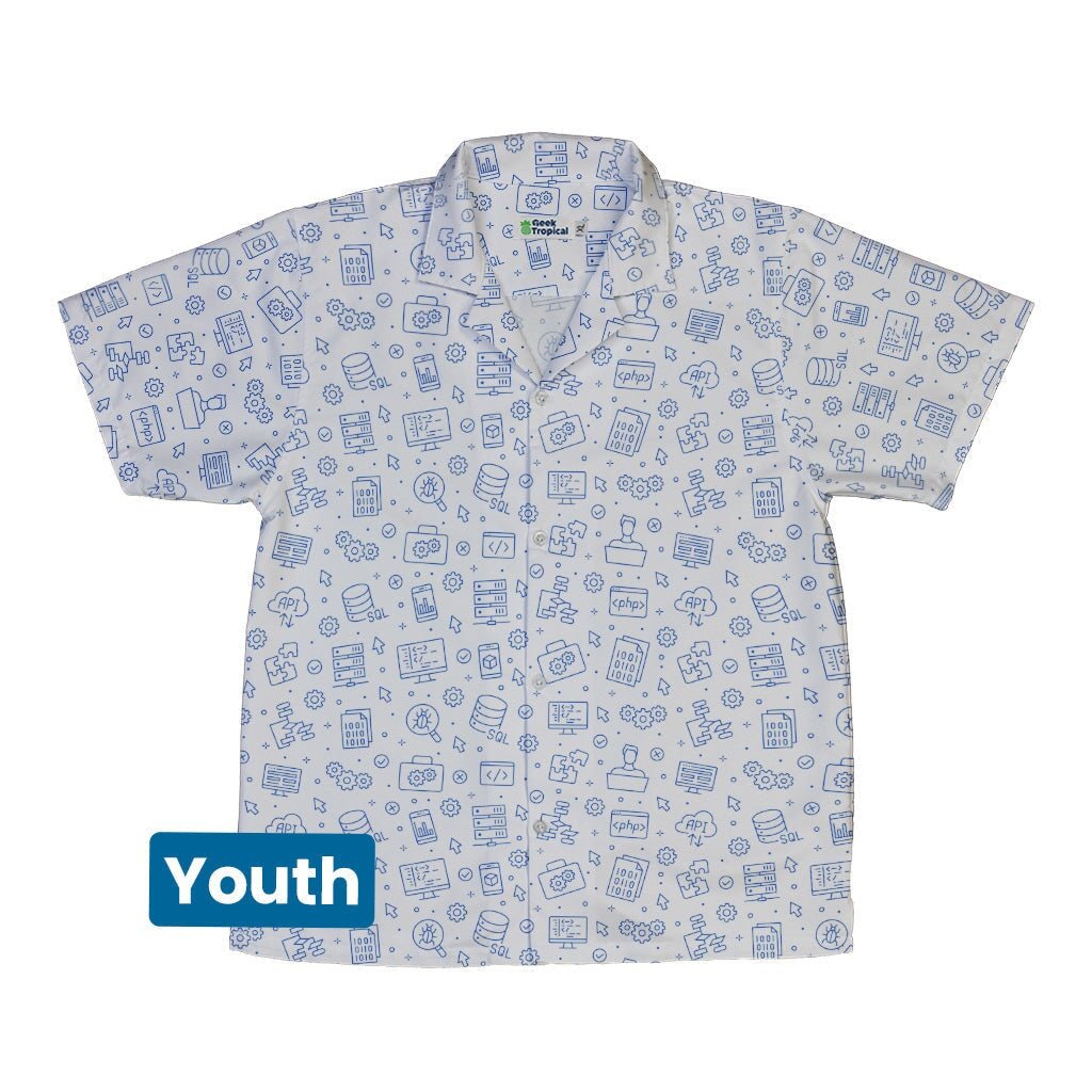 Computer Software Engineer White Youth Hawaiian Shirt - YXS - -