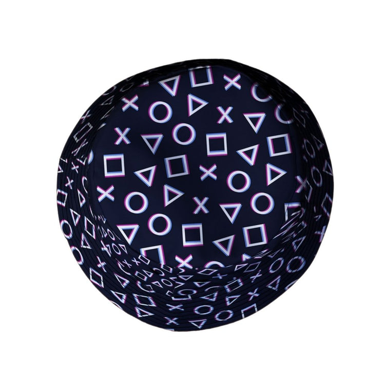 Controller Gamepad Buttons Gray Video Game Bucket Hat - M - Black Stitching - -