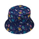 Cosmic Cute Outer Space Bucket Hat - M - Grey Stitching - -
