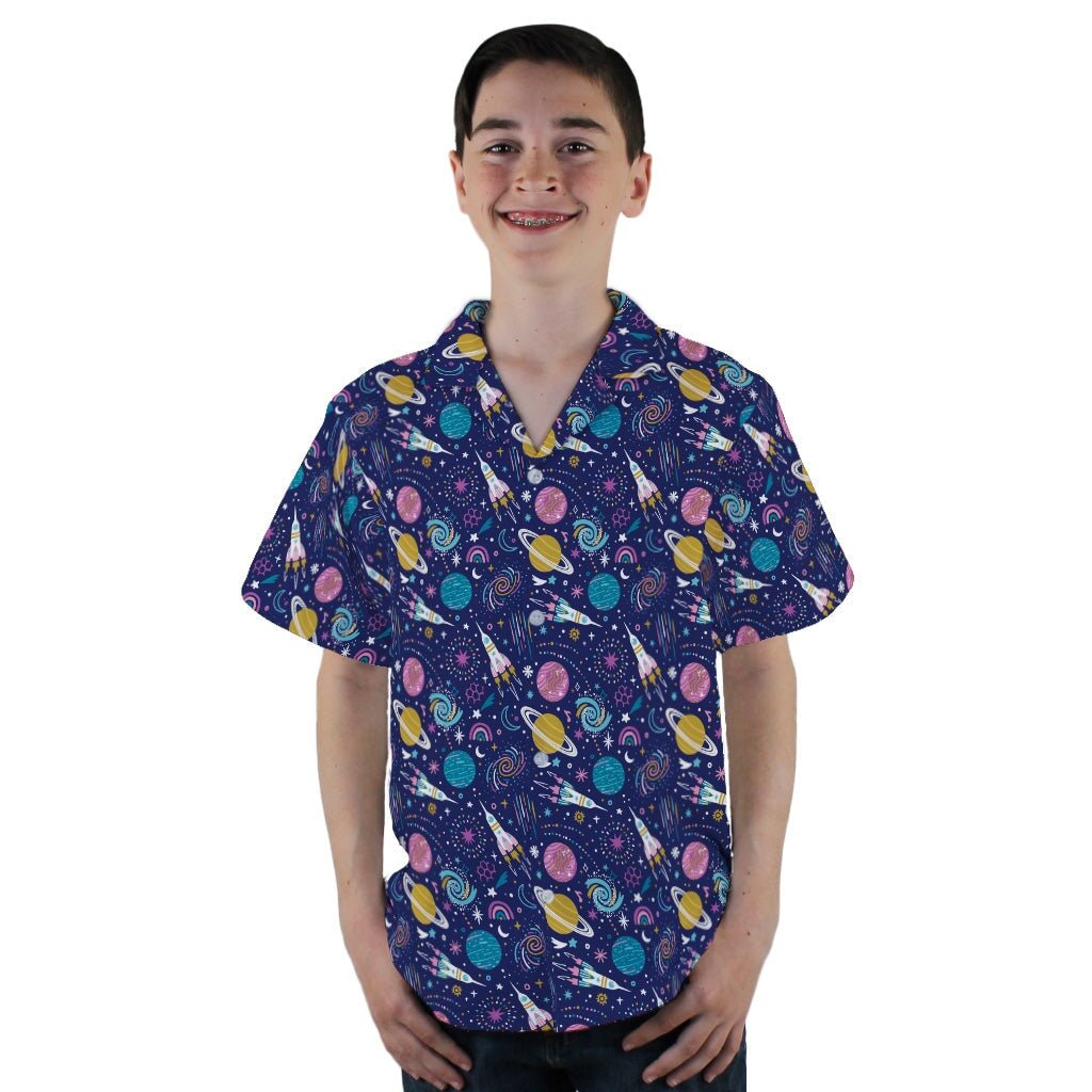 Cosmic Cute Outer Space Youth Hawaiian Shirt - YL - -