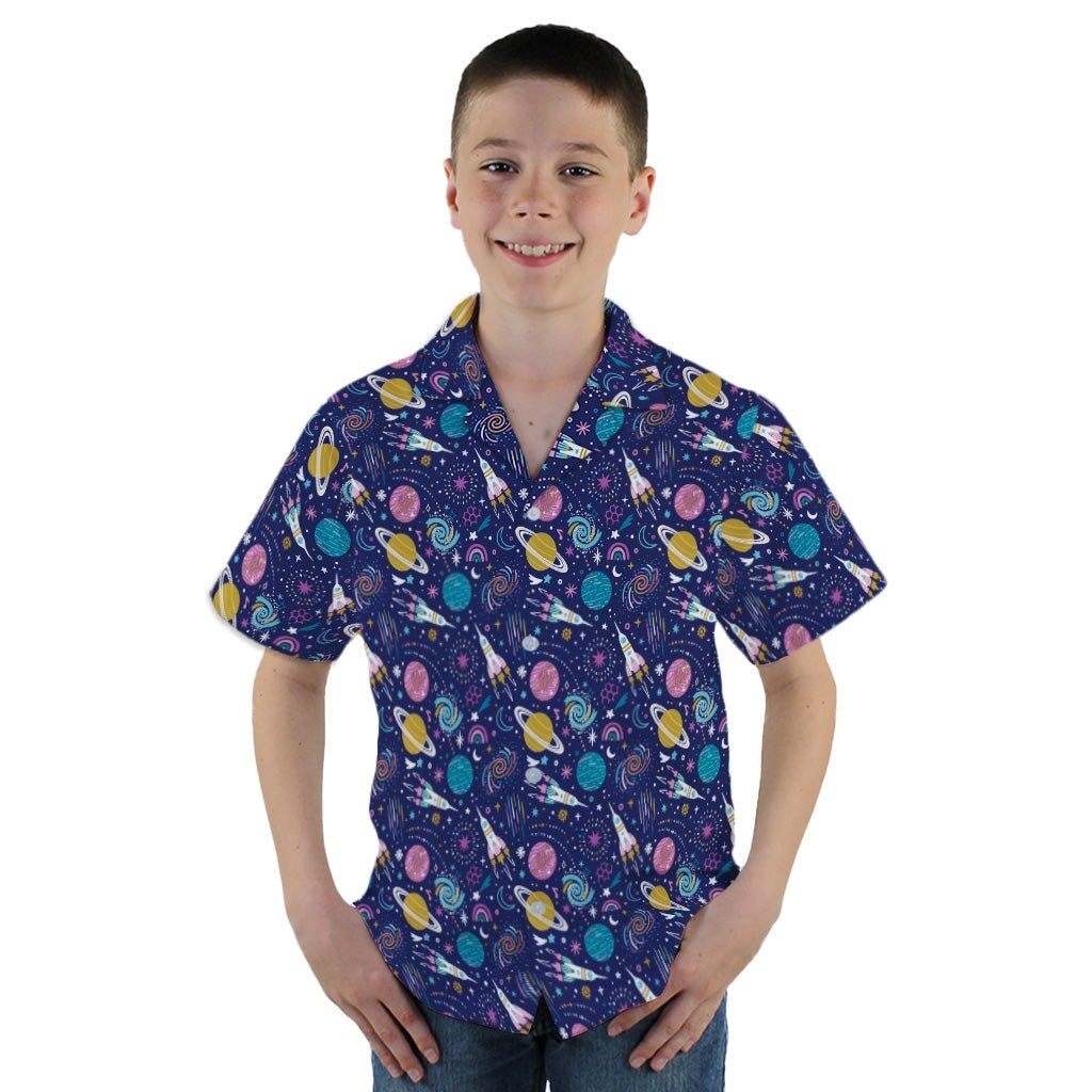 Cosmic Cute Outer Space Youth Hawaiian Shirt - YM - -