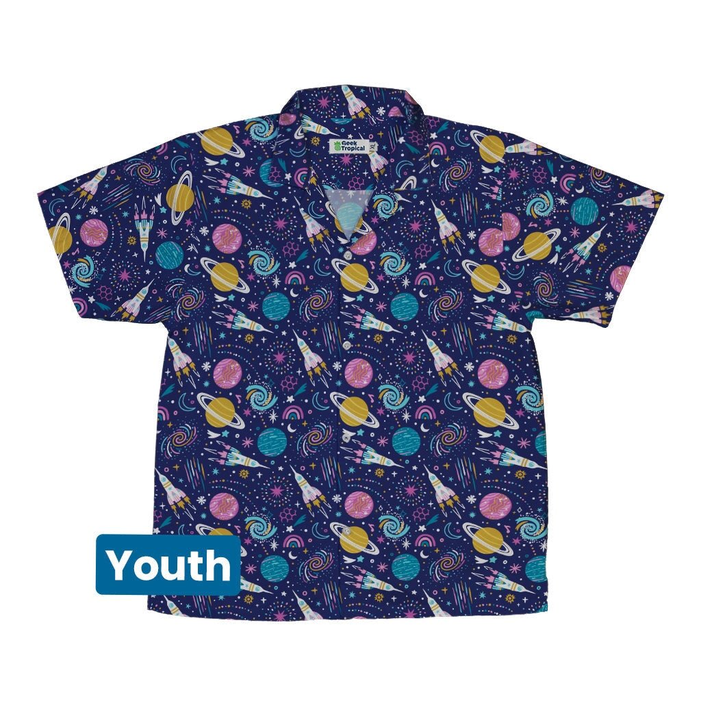 Cosmic Cute Outer Space Youth Hawaiian Shirt - YXS - -