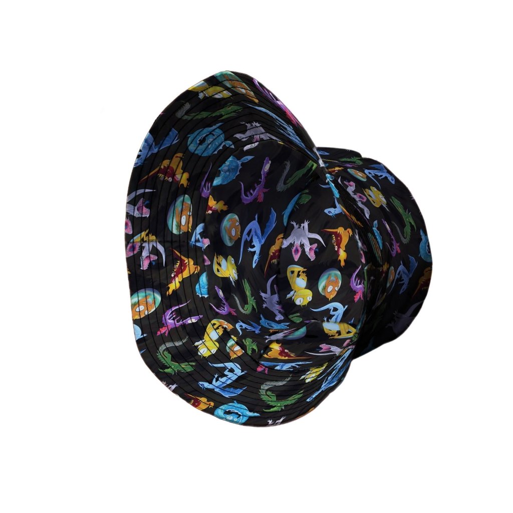 Cute Baby Dragons Bucket Hat - M - Black Stitching - -