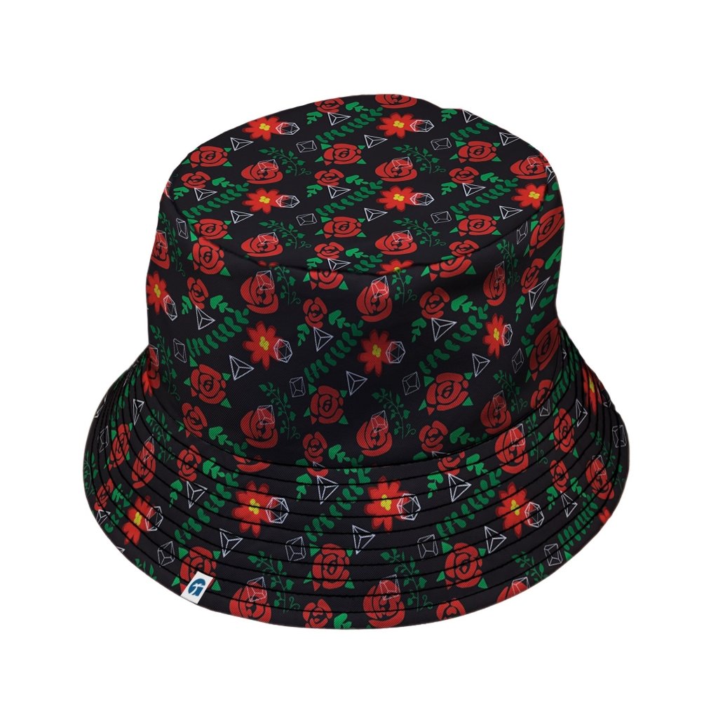 Dice and Roses Bucket Hat - M - Grey Stitching - -
