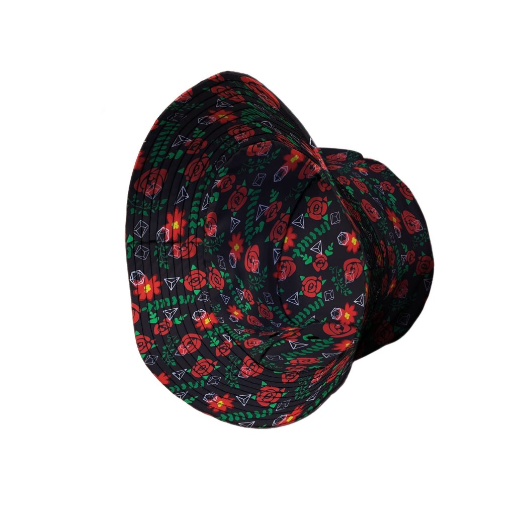 Dice and Roses Bucket Hat - M - Black Stitching - -
