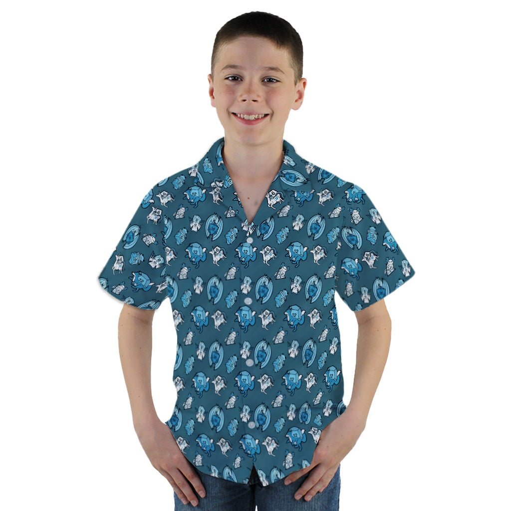 Dice Critters Blue Monochrome Youth Hawaiian Shirt - YM - -