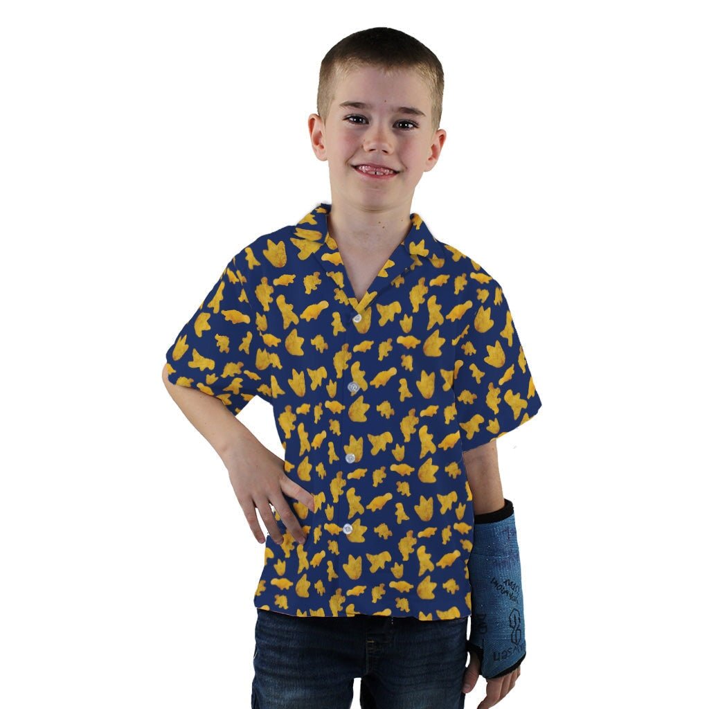 Dinosaur Chicken Nuggets Blue Youth Hawaiian Shirt - YXS - -