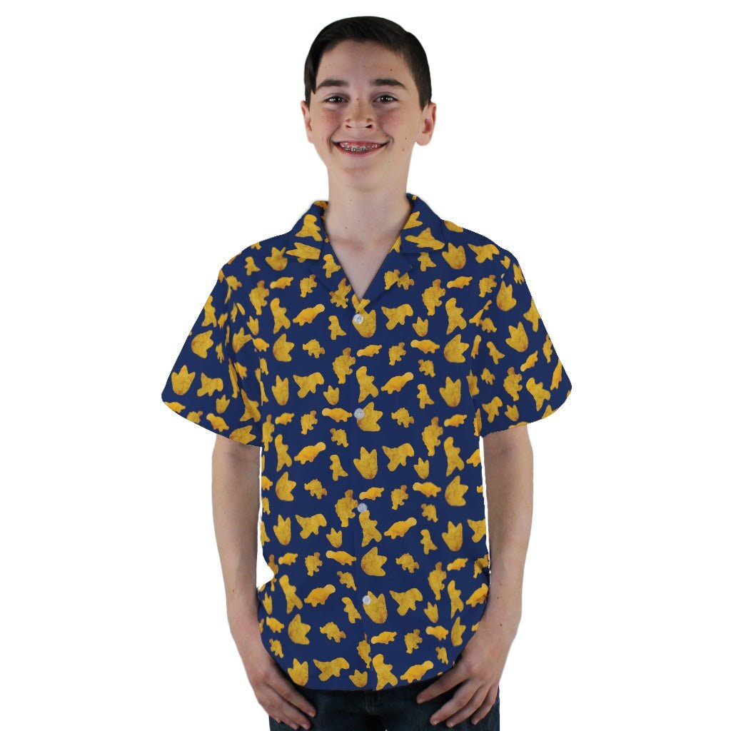 Dinosaur Chicken Nuggets Blue Youth Hawaiian Shirt - YL - -