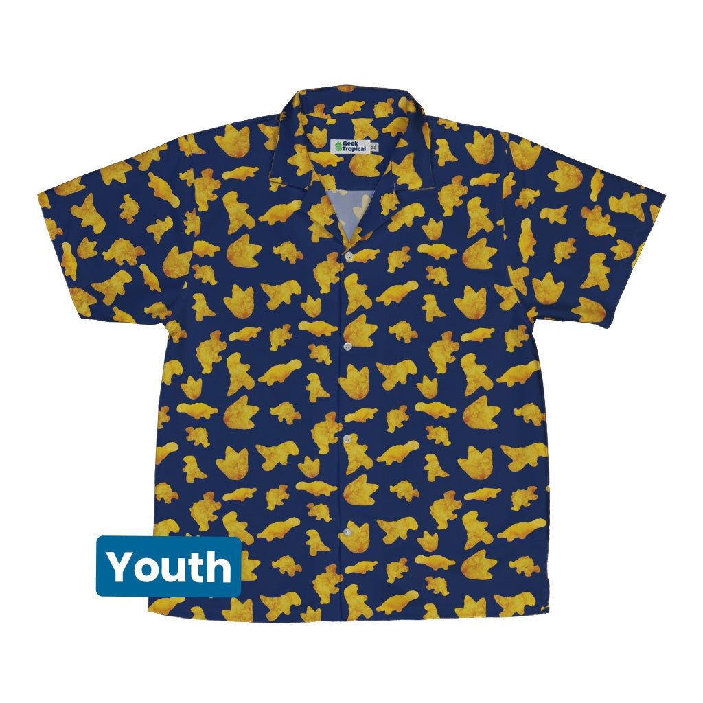 Dinosaur Chicken Nuggets Blue Youth Hawaiian Shirt - YXS - -