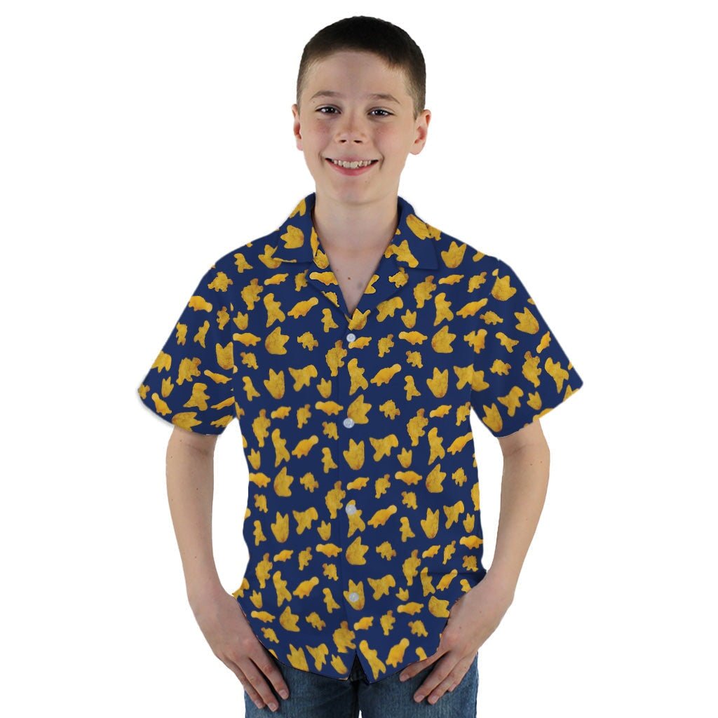 Dinosaur Chicken Nuggets Blue Youth Hawaiian Shirt - YM - -