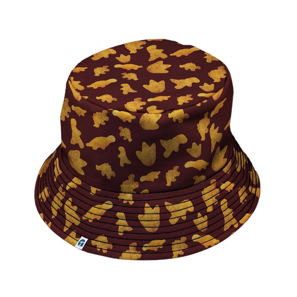 Dinosaur Chicken Nuggets Red Bucket Hat - M - Grey Stitching - -