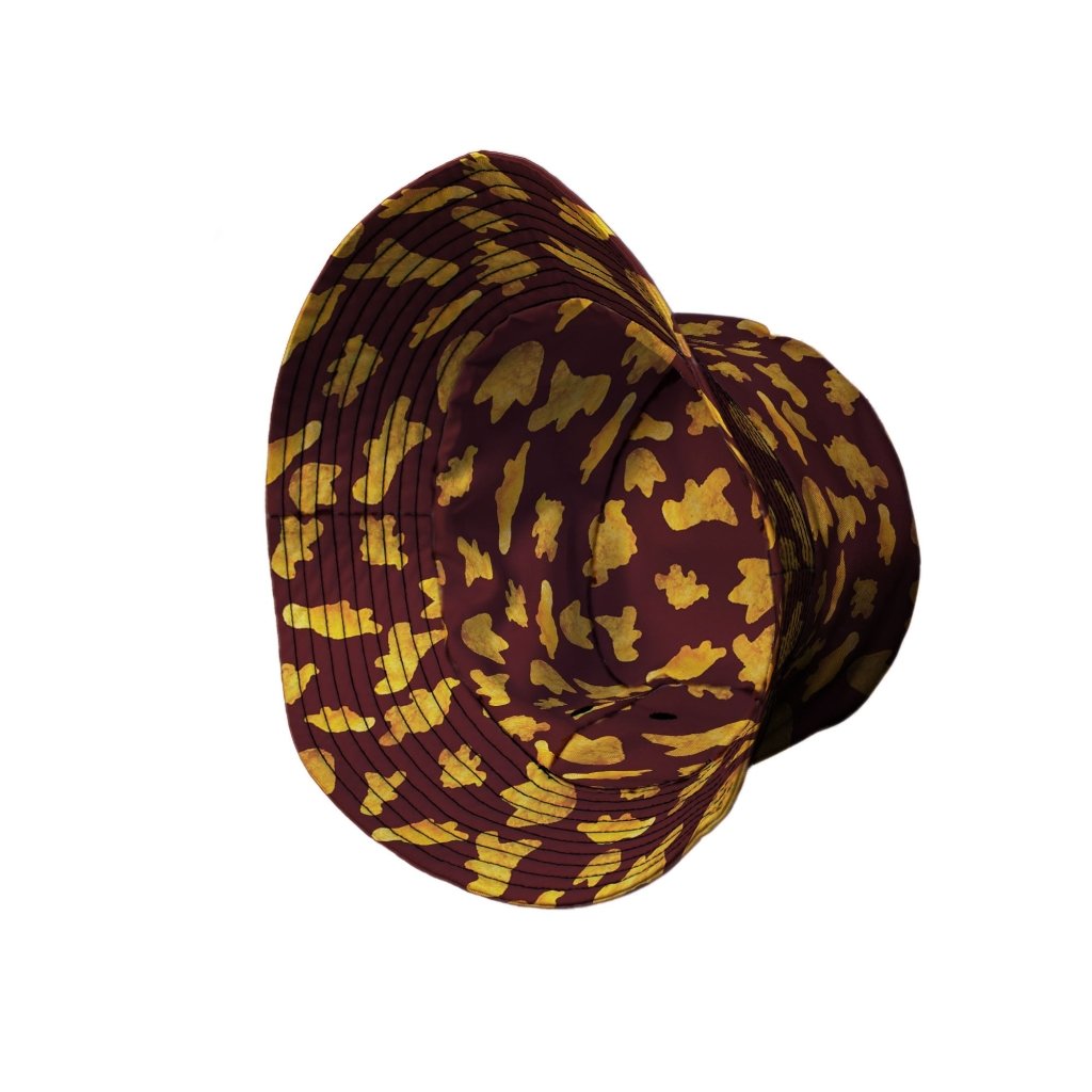 Dinosaur Chicken Nuggets Red Bucket Hat - M - Black Stitching - -