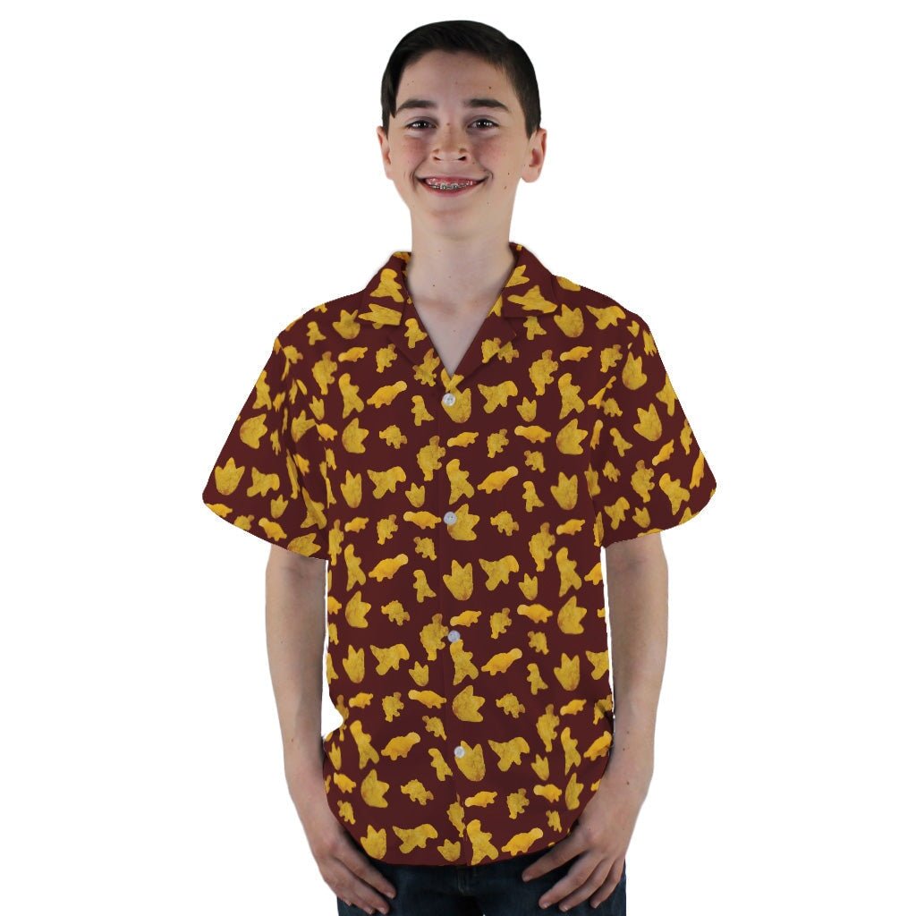 Dinosaur Chicken Nuggets Red Youth Hawaiian Shirt - YL - -