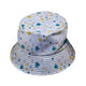 Dinosaur Footprint Tracks White Bucket Hat - M - Grey Stitching - -