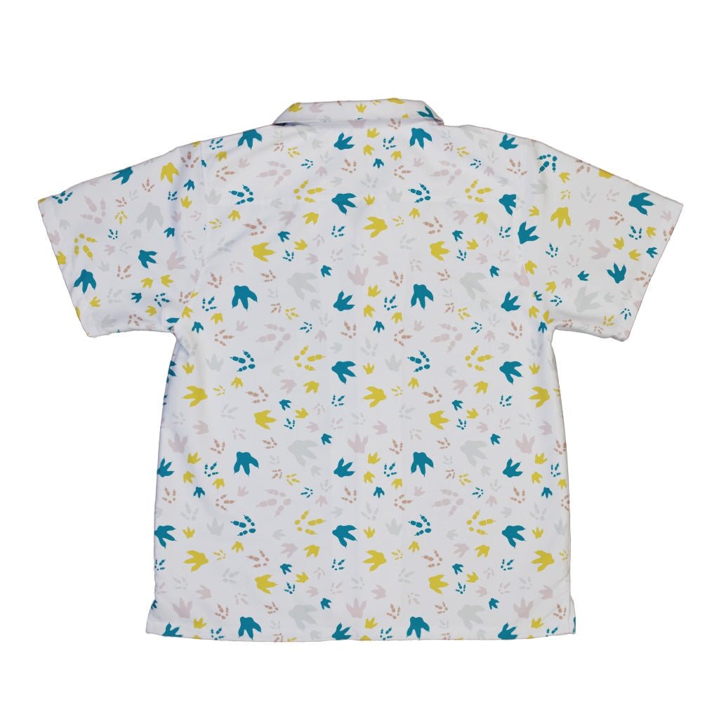 Dinosaur Footprint Tracks White Youth Hawaiian Shirt - YXS - -