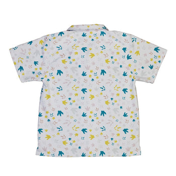Dinosaur Footprint Tracks White Youth Hawaiian Shirt - YXS - -
