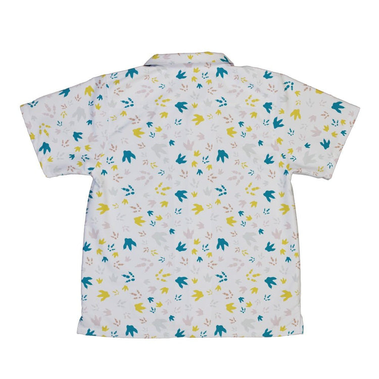 Dinosaur Footprint Tracks White Youth Hawaiian Shirt - YXS - -