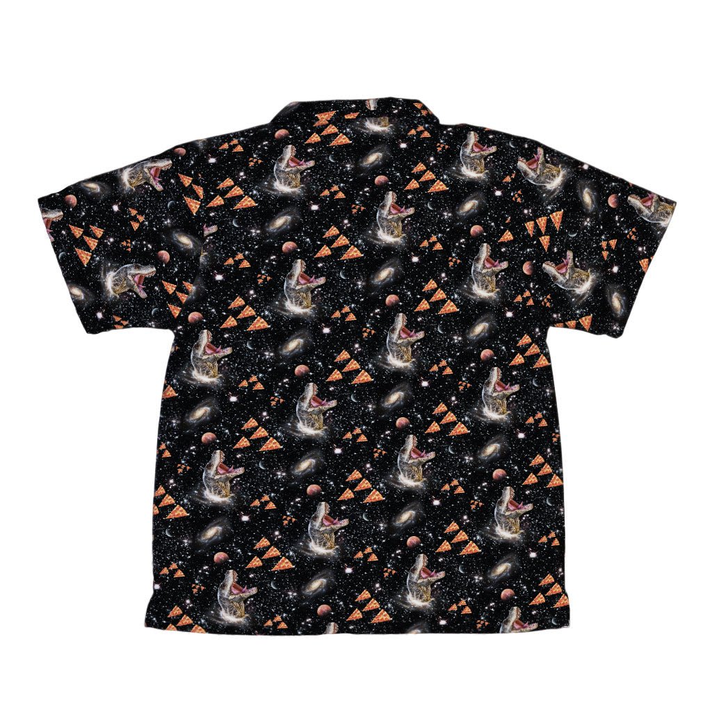 Dinosaur Galaxy Pizza Ships Youth Hawaiian Shirt - YXS - -