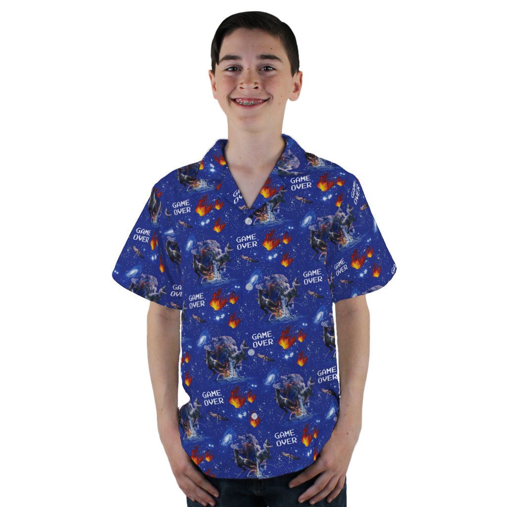 Dinosaur Game Over Youth Hawaiian Shirt - YL - -
