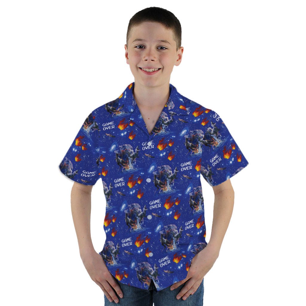 Dinosaur Game Over Youth Hawaiian Shirt - YM - -