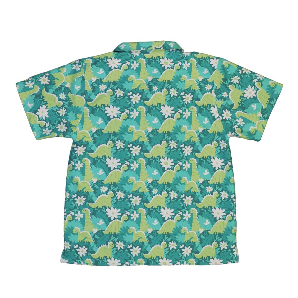 Dinosaur Smiles Flowers and Leaves Youth Hawaiian Shirt - YXS - -
