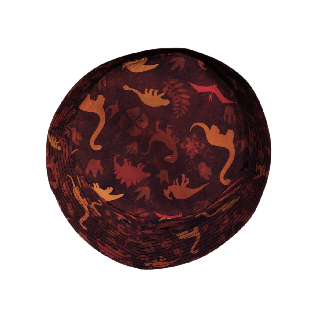 Dinosaur Tropical Sunset Bucket Hat - M - Black Stitching - -