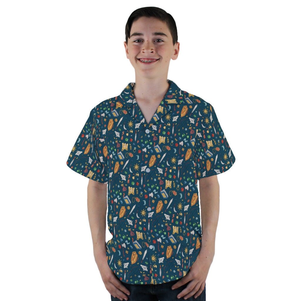 Dnd Adventure Blue Youth Hawaiian Shirt - YL - -