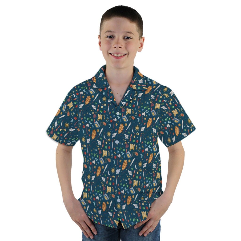 Dnd Adventure Blue Youth Hawaiian Shirt - YM - -