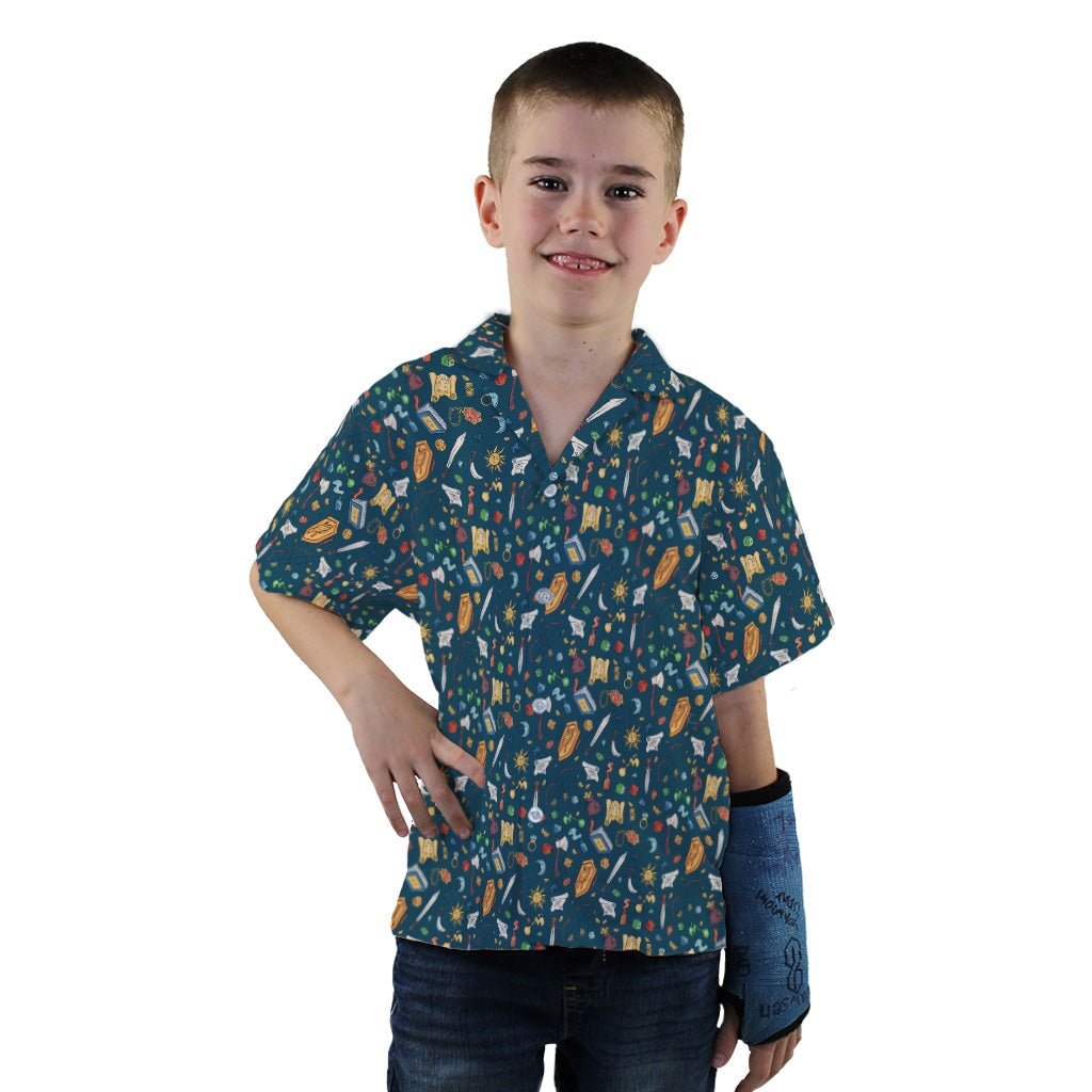 Dnd Adventure Blue Youth Hawaiian Shirt - YXS - -