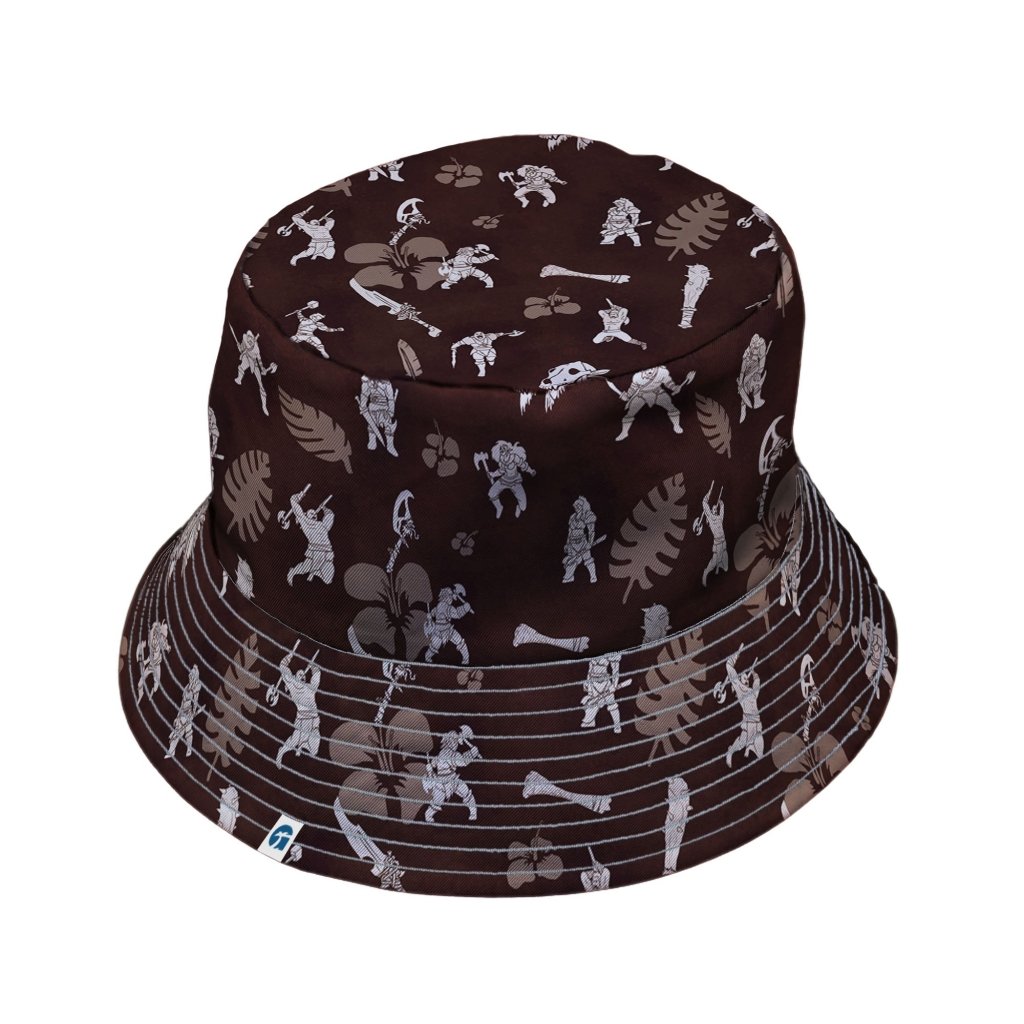 DND Barbarian Class Hawaiian Bucket Hat - M - Black Stitching - -